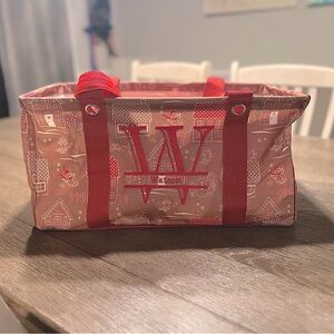 NWOT thirty-one Medium utility tote IN gingerbread print. Personalized. NLA RARE